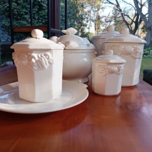 Rare Vintage Himark "Harvest Weave" Ceramic Kitchen Collection (6-Piece Set)